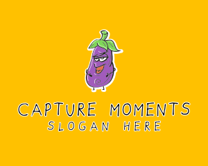 Cartoon Eggplant Veggie Logo