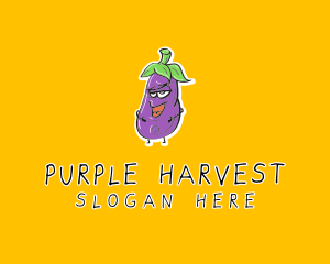 Cartoon Eggplant Veggie logo