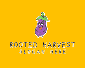 Cartoon Eggplant Veggie logo design