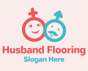 Woman & Man Cartoon Symbol logo