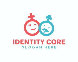 Woman & Man Cartoon Symbol logo