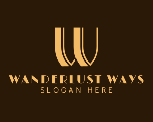 Luxury Art Deco Hotel Letter W logo design