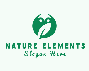 Natural Owl Leaf logo design