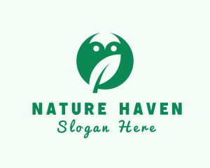 Natural Owl Leaf logo design