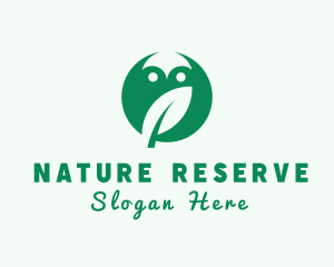 Natural Owl Leaf logo design