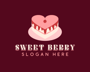 Heart Cake Dessert logo design