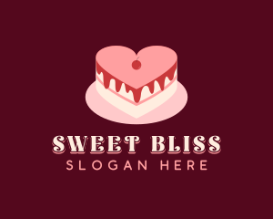 Heart Cake Dessert logo design