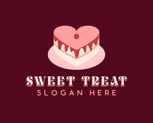 Heart Cake Dessert logo design