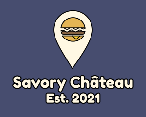 Burger Location Pin logo design