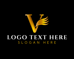 Elegant Feather Wing Letter V logo