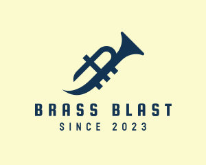 Blue Trumpet Letter A logo