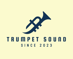 Blue Trumpet Letter A logo