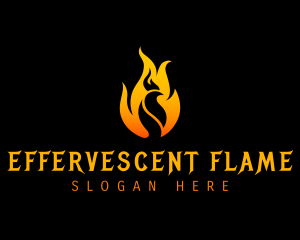 Fire Rooster Flame logo design