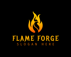 Fire Rooster Flame logo design