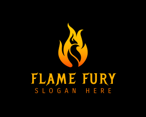 Fire Rooster Flame logo design