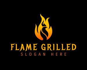 Fire Rooster Flame logo design