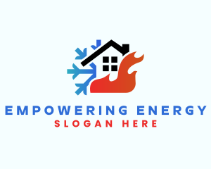 House Flame Snow HVAC logo design