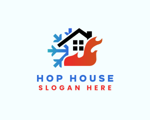 House Flame Snow HVAC logo design