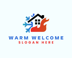 House Flame Snow HVAC logo design