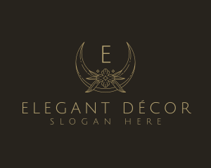 Floral Crescent Moon logo design