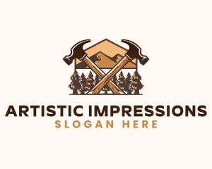 Hammer Carpentry Mountain logo design