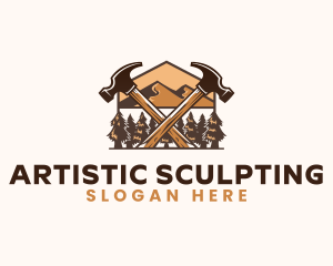 Hammer Carpentry Mountain logo design