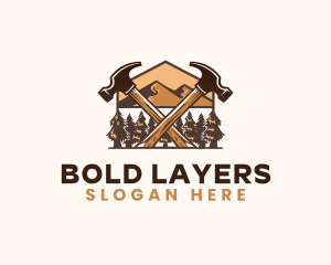 Hammer Carpentry Mountain logo design