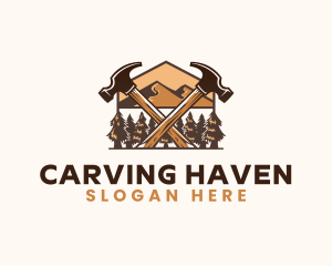 Hammer Carpentry Mountain logo design