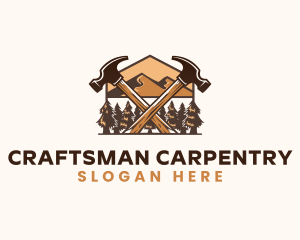 Hammer Carpentry Mountain logo design