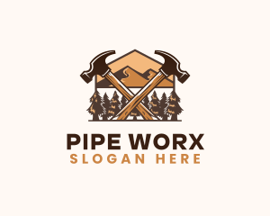 Hammer Carpentry Mountain logo design