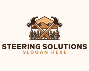 Hammer Carpentry Mountain logo design