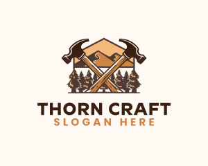 Hammer Carpentry Mountain logo design