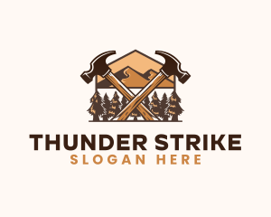 Hammer Carpentry Mountain logo design