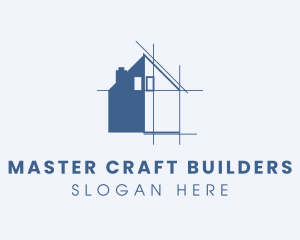 House Architect Blueprint  logo design