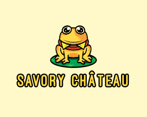 Cute Frog Burger logo design