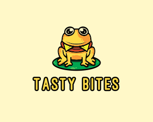 Cute Frog Burger logo design