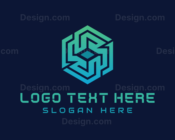 Gradient Hexagon Tech Maze Logo