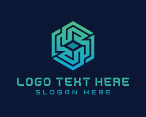 Gradient Hexagon Tech Maze logo