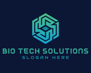 Gradient Hexagon Tech Maze logo design