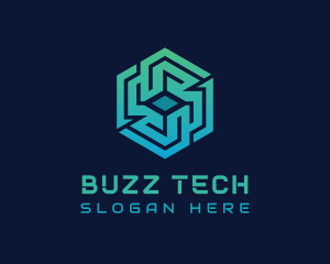 Gradient Hexagon Tech Maze logo design