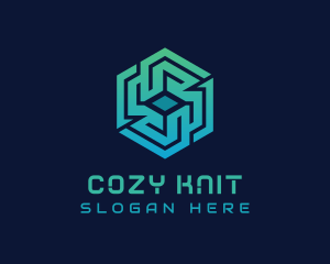 Gradient Hexagon Tech Maze logo design