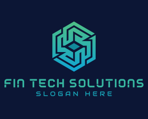 Gradient Hexagon Tech Maze logo design