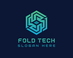 Gradient Hexagon Tech Maze logo design