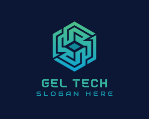 Gradient Hexagon Tech Maze logo design