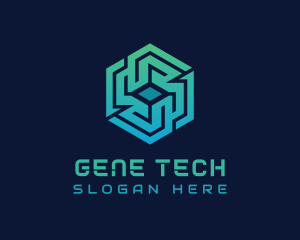 Gradient Hexagon Tech Maze logo design