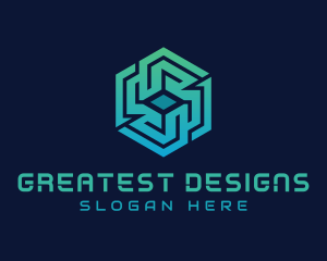 Gradient Hexagon Tech Maze logo design