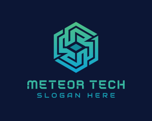 Gradient Hexagon Tech Maze logo design