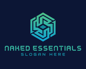 Gradient Hexagon Tech Maze logo design