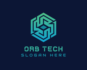 Gradient Hexagon Tech Maze logo design