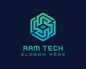 Gradient Hexagon Tech Maze logo design